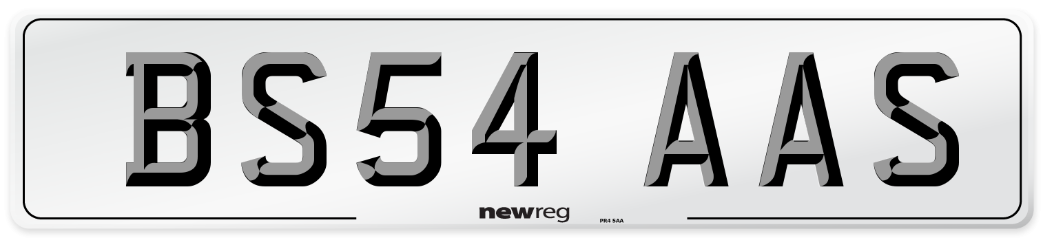 BS54 AAS Number Plate from New Reg